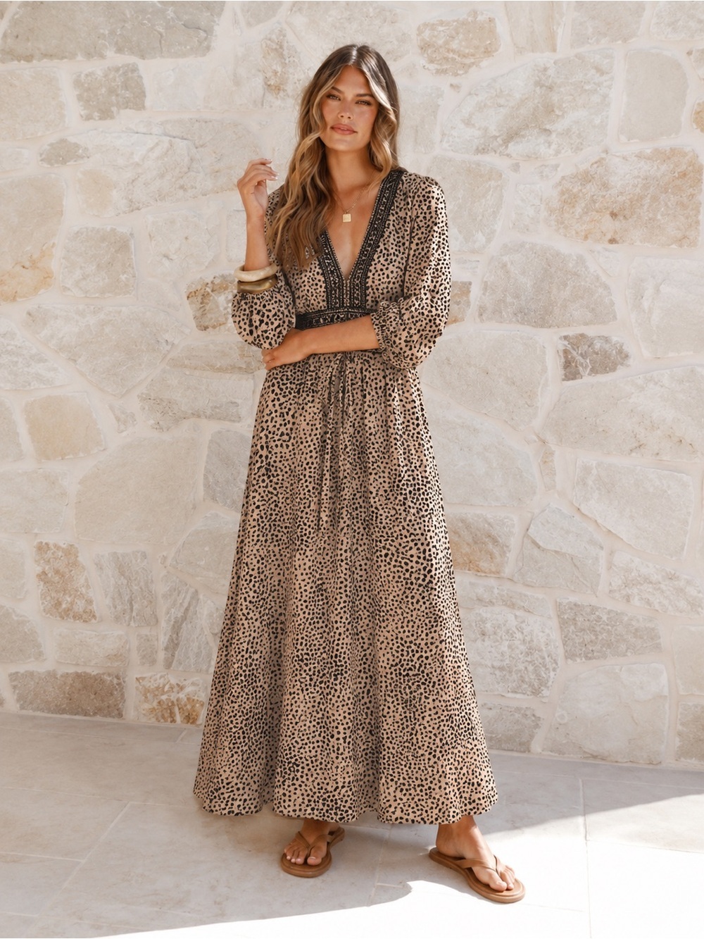 Baltic Born Size Medium Leopard Print Maxi Dress